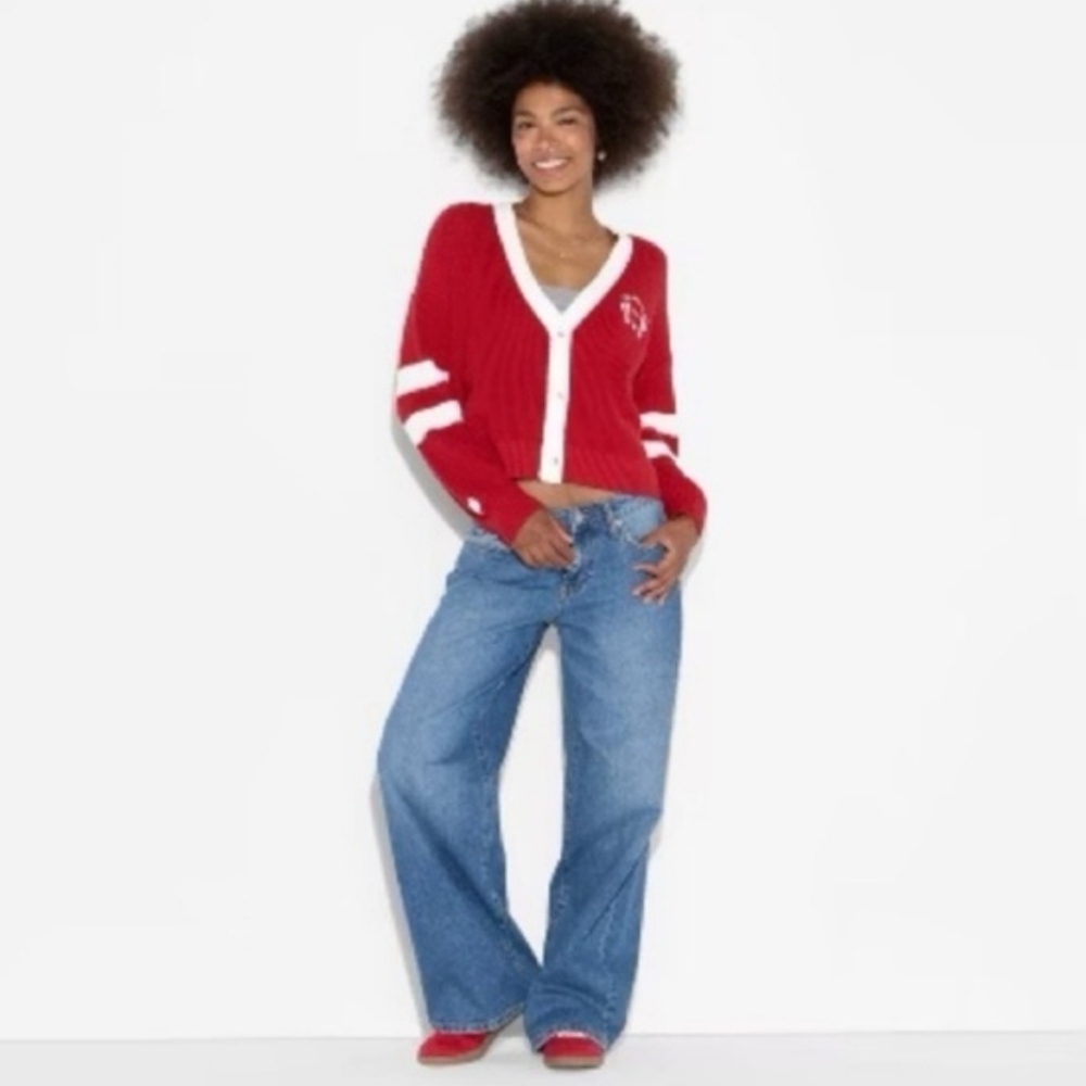 NWOT Wild Fable Red and White Cardigan Sweater